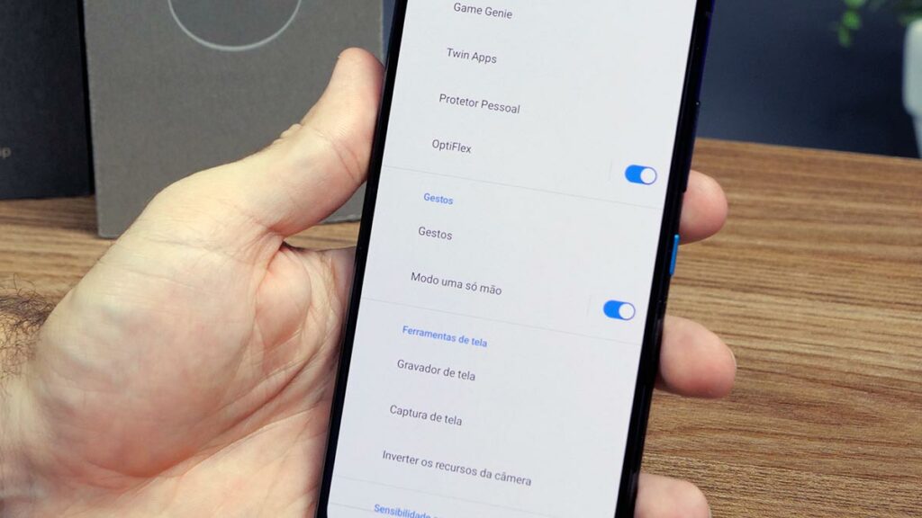 Menu de configuração do modo uma só mão do zenfone 8
