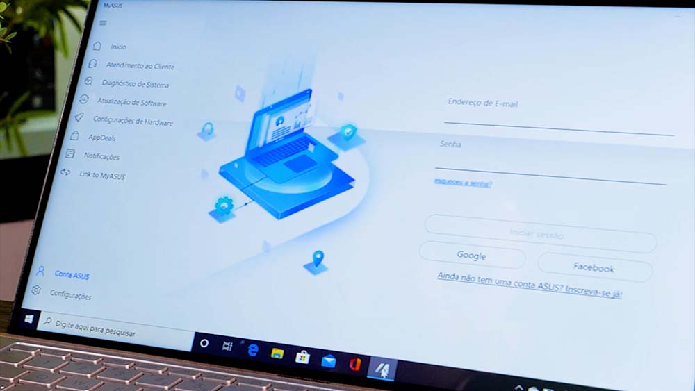 Tela de login do MyASUS