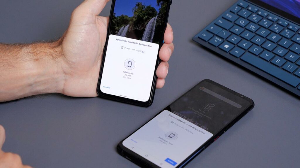 detalhe Mais rápido que o bluetooth, Compartilhar por Proximidade no Android