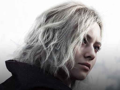 Imagem de um personagem do jogo Resident Evil Requiem, com cabelo platinado e expressão séria, destacando a jogabilidade premiada na Gamescom.