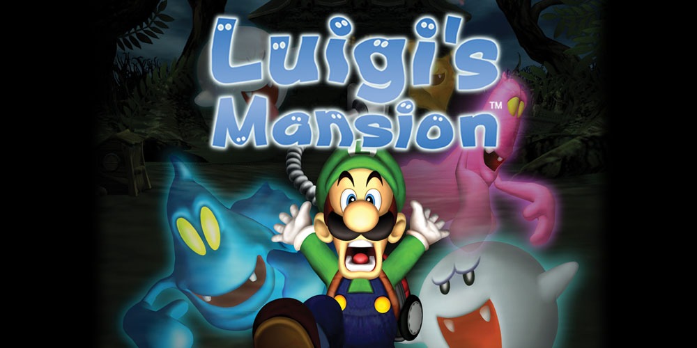 Imagem do jogo Luigi’s Mansion mostrando Luigi assustado sendo cercado por fantasmas coloridos, classificado como um dos melhores jogos de terror