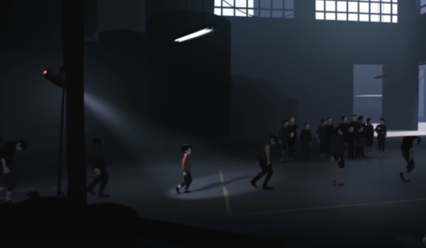 Cena do jogo Inside com uma atmosfera misteriosa. Um exemplo de jogos indie com narrativa sombria e estilo minimalista.