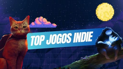 \Banner com personagens de jogos indie e texto Top Jogos Indie.
