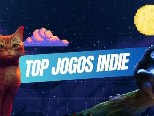 \Banner com personagens de jogos indie e texto Top Jogos Indie.