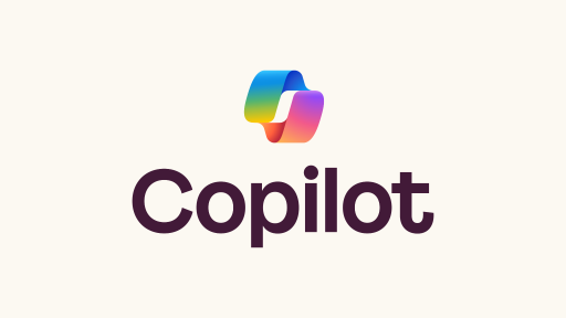 Logotipo colorido em degradê da Microsoft Copilot centralizado sobre fundo claro com o nome Copilot escrito em fonte escura logo abaixo.